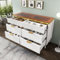 FEZTOY Kommode Sideboard aus Bernstein Glas, Kommode mit 6 Schubladen, Facheinteilung, Kippsicher, Hochschrank für Schlafzimmer und alle Wohnräume, 120x40x76 cm, Weiß