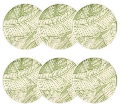 NOVASTYL - Lot 6 assiettes plates 26cm en grès vert - 2614835