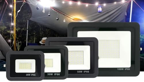 XIAOCLI DC12V Luz de inundación LED 2 0W 30W 50W 100W Foco de Luces de inundación al Aire Libre IP66 Luces LED de 12 voltios de luz de luz de luz Impermeable(50W_DC 12V)