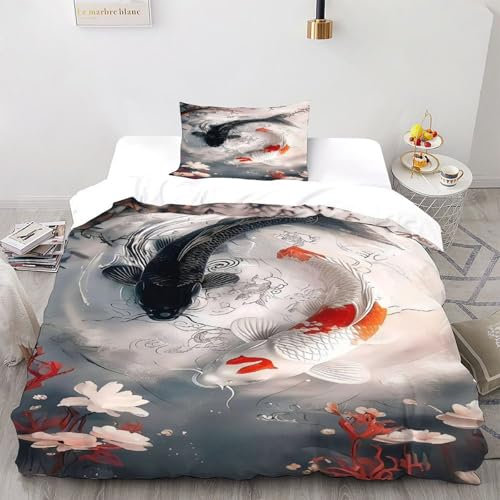 YOSERHGO Tinte Karpfe Stylische Bettwäsche Set Bettbezug, Stil Bettwäsche,Gut Aussehend Und Langlebig Single(135x200cm)