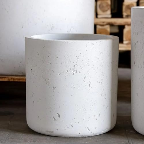 Jobu | 40cm Large Cylinder Planter for Herbs and Patio Plants – 34 L Aurella – White Mist (White Off-White Cream)