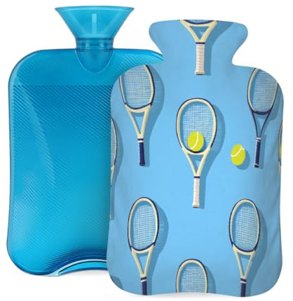 Mexpekil Wärmflasche mit Bezug für Tennisbälle, 2 l, PVC-Wärmflasche für Schmerzlinderung, Füße, Rücken, Wärme