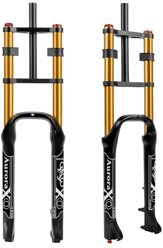 LYYCX AuroraXQ 26 X 4 Fat Tire Air Forks 190mm Travel Front Suspension Double Crown for MTB Fat Snow Beach E Bike(Gold)