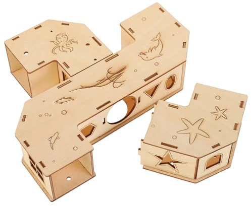 TOGEVAL Hamstertunnel Spielzeug aus Kunststoff Widerstandsfähig gegen Beißen und Kratzen Beige Haustier Trainingsspielzeug für Aktives Spielen und Klettern von Hamstern