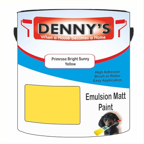 Premium Interior Wall & Ceiling Emulsion Paint – Primrose Bright Sunny Yellow – Rich Matt Finish, Durable & Washable, Low Odour, Ideal for Living Rooms, Bedrooms & Hallways (2.5 litre Tin)