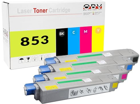 OBV C853 Toner Set kompatibel zu Oki MC853dn MC853dnct MC853dnv MC853 Series MC870 Series MC873dn MC873dnc MC873dnct MC873dnv MC873dnx MC873 Series MC880 Series MC883dn BK/C/M/Y