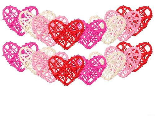 Valentinstag-Dekoration, Korbgeflecht, herzförmige Kugel, Vasenfüller, DIY, Rattan-Kugel, Valentinstag-Ornament, Bastelbedarf (16)
