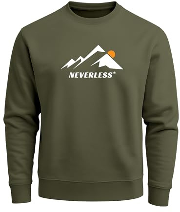 Neverless® Sweatshirt Herren Grafik Print Berge Frontprint Pullover mit minimalistischem Natur-Aufdruck Fashion Streetwear