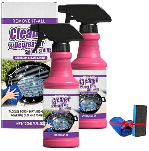 Heavy-Duty Grill & Frying Pan Cleaner,Fast-Acting Heavy-Duty Grill Degreaser Spray,BBQ Grill Cleaner,Grill Cleaner for Outdoor Grills, Bbq Degreaser Cleaner Heavy Duty, for Burnt Food & Grease (2pcs)