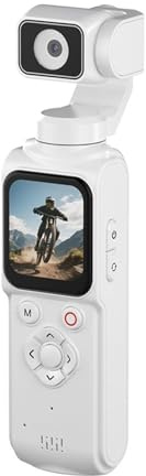 Htuteyy Cámara Gimbal de Bolsillo 4K para Vlogs con Seguimiento, Zoom de 18x, Estabilizador de Mano WiFi para Transmisiones en, Viajes y Vlogging B