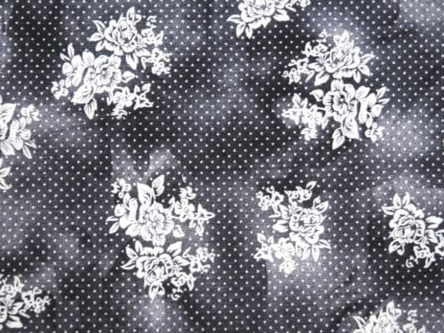 Viskose-Kleiderstoff, Blumenmuster, Grau, Meterware