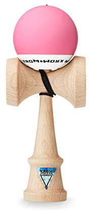KROM Kendama POP Rosa - aus zertifiziertem Buchenholz - Hohe Holzqualität - Für Anfänger und Profis - Pack : Ersatzschnur + Stickers