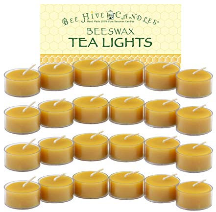 Ruche Bougies 100% Pure Cire d'abeille Bougies Chauffe-Plat 24-Case Naturel