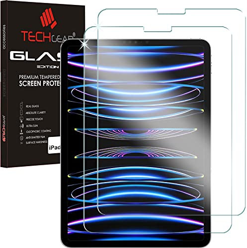 TECHGEAR [2 Pack GLASS screen protectors iPad Pro 11 Inch 4th 3rd 2nd 1st Gen, iPad Air 5/4, Tempered Glass Screen Protector Compatible with iPad Air 2022 10.9 5th & 4th Generation, iPad Pro 11