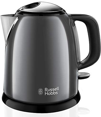 Russell Hobbs Bollitore Elettrico Piccolo - 1,0 L, 2400W - Acciaio Inox Color Grigio; Funzione di Ebollizione Rapida, Filtro Anticalcare Rimovibile, Indicatore Livello Dell'Acqua, 24993-70