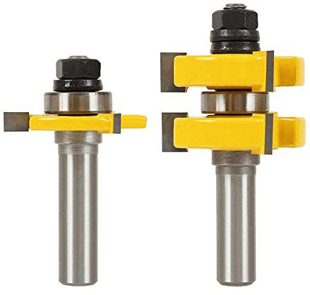 Yakamoz Adjustable Tongue and Groove Router Bit Set with 1/2 Inch Shank, 1-1/4 Stock Woodworking Cutting Milling Tools