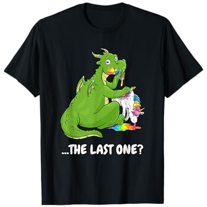 lustiges The last one Shirt Drache frisst das letzte Einhorn T-Shirt