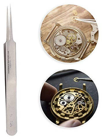 Präzisionspinzette für Uhren & Schmuck, Antimagnetische Pinzette Hohe Härte Edelstahl Uhrenpinzette + Uhrenreparaturpinzette für Herren & Damen(1#)