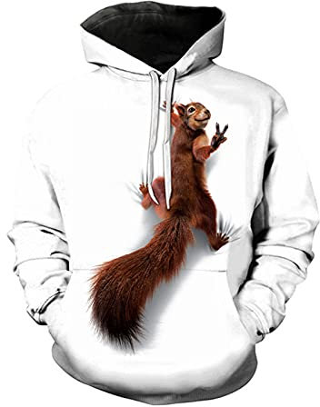 SSBZYES Pullover Herren Hoodie Große Größe Sweatshirt Top Four Seasons Can Wear Fashion Eichhörnchen Printed Langarm T-Shirt Sportjacke Bottom Top