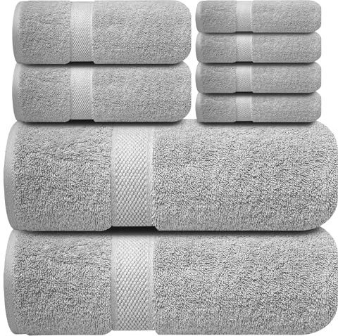 Infinitee Xclusives Premium Bath Sheets Towels 2 Pack Extra Large Bath Towels 90x180cm 100% Soft Cotton, Absorbent Oversized Bathroom Towels, Hotel & Spa Quality Towel (Charming Grey, Towel Set)