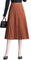 Camilife Damen Mädchen Plisseerock Midirock Damenrock in Mittlere Länge Silberfaser-Stricktuch Faltenrock Elastischer Bund für Frühling Herbst Rocklänge 75cm - Einfarbig Orangebraun