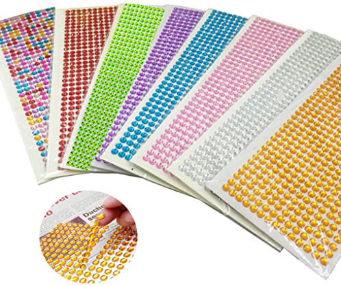 JKberelli 4032 Pieces 6mm Colorful Self Adhesive Bling Rhinestone Sticker,8 Sheets Colorful Rhinestone Gem Stickers for Scrapbooking,Wedding,Decor,DIY Crafts,Nail Makeup,Festival Carnival Decoration