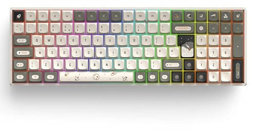 iQunix F97 Hitchhiker Wireless Mechanical Keyboard (UK Layout), Wireless 2.4GHz /Bluetooth 5.1/Wired USB-C Gaming Keyboard 101 Keys with RGB Backlit, PBT Keycaps Hot-Swappable Cherry MX Browns