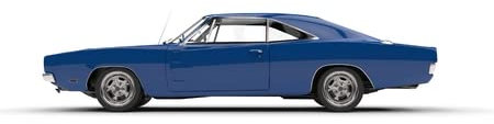 adrium AluVerbund-Bild 50 x 30 cm: Blaues Oldtimer-Muscle-Car - Seitenansicht.(55838736)