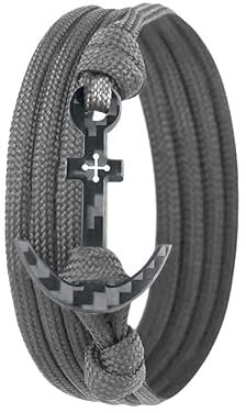 Kohlenstoff-Armband mit 100% Anker Kreuz Infinity Carbon-Anhänger Wickelarmband Herren (STONE)