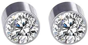 OUTLETISSIMO® Paire de faux boucle d'oreille magnétique, faux piercing aimant brillant 5 mm ET150, taglia unica, Acier inoxydable, acier