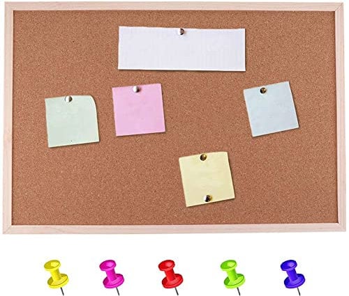 BAKAJI Bacheca Pannello Lavagna in Sughero Forma Rettangolare con Cornice in Legno Decorazione Casa Arredamento Design Moderno da Parete Vintage (40x30x1.6)