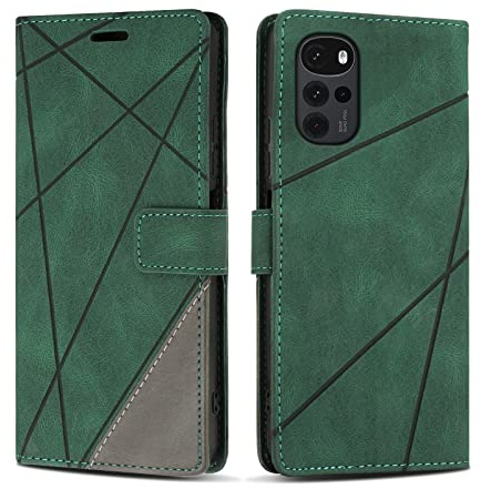 SONWO Etui Coque pour Moto G22, Protection Housse en Cuir PU Portefeuille Livre pour Moto G22, Emplacements Cartes, Vert