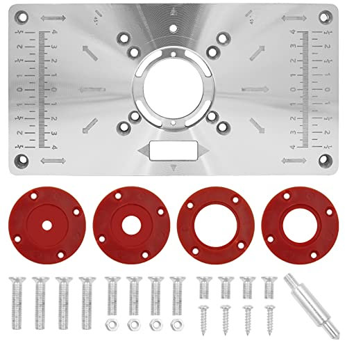 Router Table Insert Plate, Aluminium Insert Platte Router Trim Panel mit 4 Ringen und Schrauben Für Die Holzbearbeitung Bänke