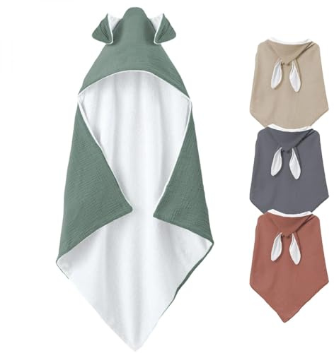 Monsieur Bébé - Baby-Badetuch Innenseite 100% Baumwolle - 75 x 75 cm - Kaninchen