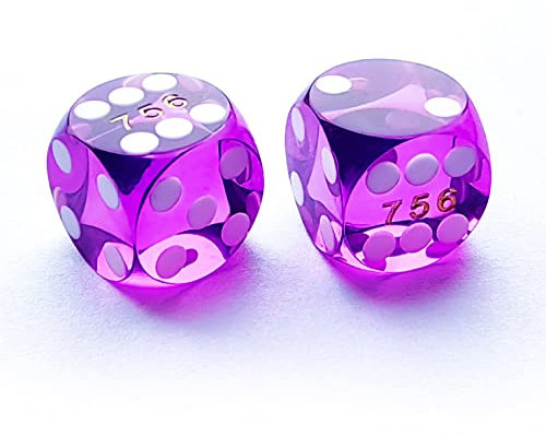 Bescon Professional Precision Dice Round Corner 9/16 (14.3mm) with Random Serial Number, Precision Cut Dice 14.3MM Gem Purple, 2pcs Set
