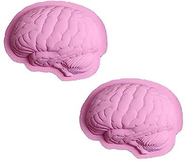 Maskworld Gehirn Silikonform zum Backen und für Pudding - Motiv-Backform - 450 ml - Halloween, Karneval & Motto-Party (2 Formen)