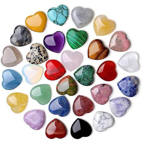 XIANNVXI 30PCS Kristalle Herz Valentinstag Edelsteine Herzen Steine Kristall Stein Liebe Chakra Steine Set Room Dekosteine Gastgeschenke Hochzeit Geschenk für Freundin