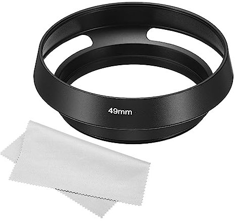 PATIKIL 49mm Lente Parasol, Estándar Ventilado Mate Superficie Anti-Reflectante Interior Parasol con Limpieza Paño para Cámara Lente, Negro