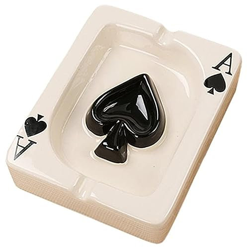 Warmhm Poker Aschenbecher Geschenk Tischdekoration Wohnkultur Behälter Für Zigarettenstummel Desktop-aschenbecher Einfacher Aschenbecher Party-aschenbecher Keramik Kartenspielen Esstisch