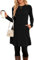 NARRAME Party-Pullover-Kleider für Damen, Frühling, Herbst, lässiges, seitliches Langarmkleid mit Knöpfen und Taschen, X-Large, Schwarz