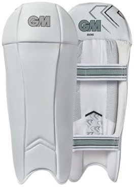 Gunn & Moore GM Cricket Wicket Keeper Keeping Pads | 606 | PVC-Verkleidung mit zweilagiger Schaumstoff-Füllung | Mesh-Spann | Jugendliche | Gewicht pro Paar ca. 0,85 kg | Weiß mit GM-Logo