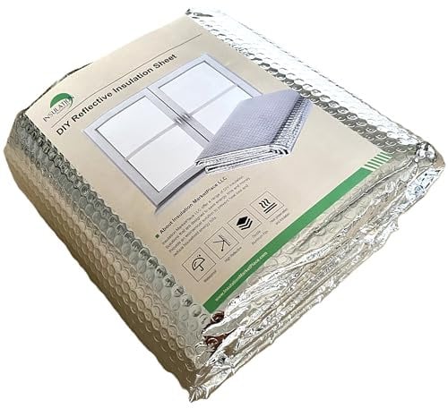 INSULATION MARKETPLACE - Rotolo isolante riflettente a doppia lamina a bolle da 121,9 cm x 3,5 m, scudo termico, isolamento per finestre camper