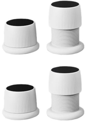SagaSave Lot de 4 Rehausseurs Réglables Antidérapants pour Meubles, Lits, Canapés, Tables et Chaises, Pieds de Meubles Réglables De 4,1 à 6,3 cm, Blanc