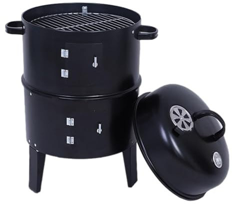 LNJZMDSS Holzkohlegrill BBQ Smoker Grillwagen Mit Thermometer Holzkohle Kohlegrill Wagen Groß Kohle BBQ Barbeque Camping, Terrasse, Garten