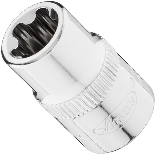 VIGOR Steckschlüsseleinsatz, V7920-EPR12, 3/8″, EPR Profil, SW E12+ | 3/8 Zoll (10 mm) Vierkant hohl, Antrieb 3/8 Zoll (10 mm) Vierkant hohl, Ø Abtrieb 15 mm, Ø Antrieb 17 mm, Länge l2 28 mm