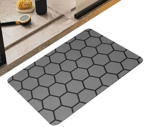 FANGZ Badezimmermatte, Kieselgur-Badezimmerteppich - Kieselgur-Steinteppich für Badewanne | Schnell trocknende und saugfähige Badewannenmatte für Küche, Schwimmbäder, Badezimmer