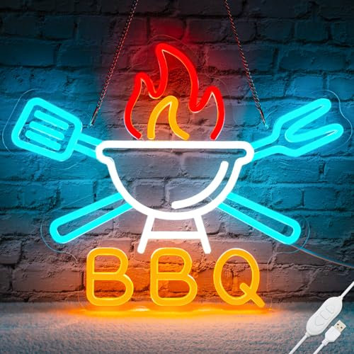 BBQ Neon Sign Bright BBQ Led Sign, Dimmable BBQ Neon Sign for Wall Decor