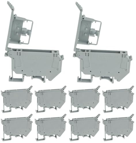 Suanzua UK5- UK5RD LED Base Terminal Fusible para carril DIN Desconexión bornes Clip de tornillo (paquete de 10 unidades, gris)