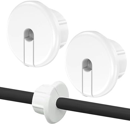 2pcs Wall Bushing for Ethernet Cable, Wall Through Adapter, Wall Grommets Wall Wire Through Wall Hole Cover Bushings for 1 inch Wall Hole, Desk Table Furniture Wire Hole (White)