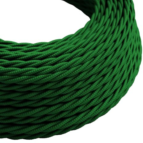 Cavo elettrico decorativo in tessuto viola intrecciato a 2 conduttori in stile vintage, cavo flessibile da 10 metri, cavo elettrico a sospensione flessibile intrecciato (Verde)